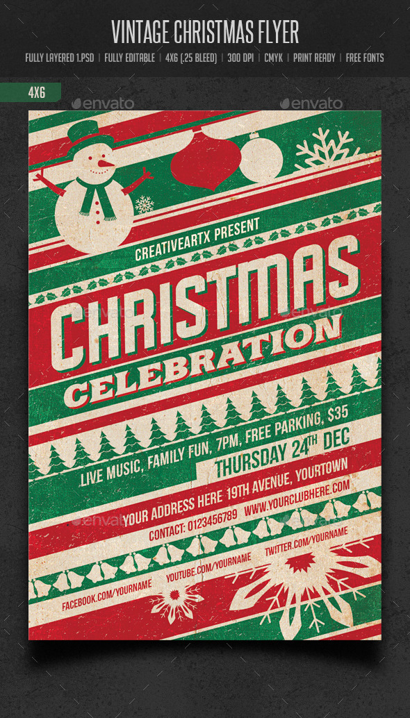 GraphicRiver Vintage Christmas Flyer 9561378 GraphicRiver Vintage Christmas Flyer 9561378