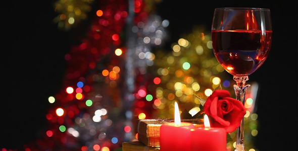 Glass of Wine Candles and Rose Glass of Wine Candles and Rose
