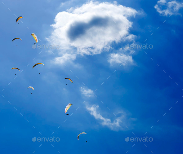 Paragliders gliding... (Misc) Photo Download