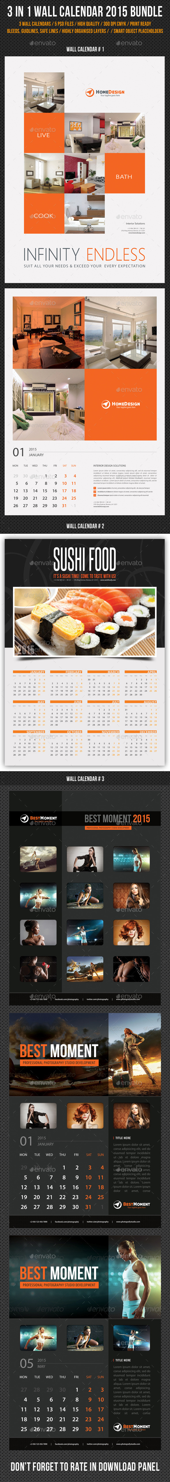 GraphicRiver 3 in 1 Wall Calendar 2015 Bundle V06 9573448 GraphicRiver 3 in 1 Wall Calendar 2015 Bundle V06 9573448