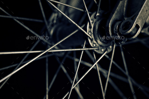 Bicycle wheel, closeup shot. Toned (Misc) Photo Download