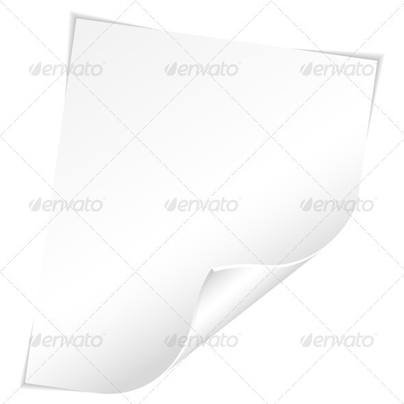 Blank Sheet of Paper with Curved Corner Blank Sheet of Paper with Curved Corner