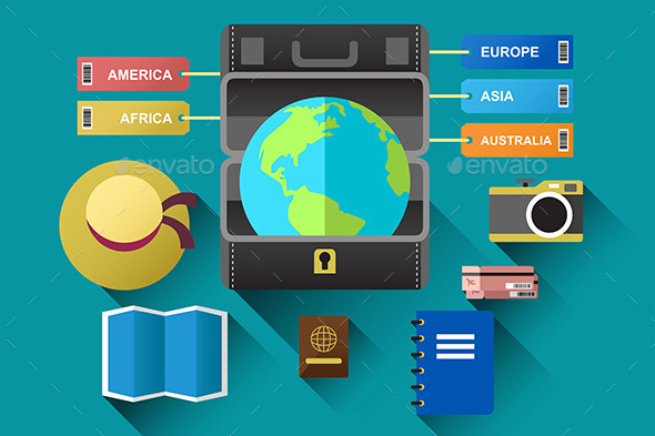 GraphicRiver Suitcase with Globe for Travel Concept 9579170 GraphicRiver Suitcase with Globe for Travel Concept 9579170
