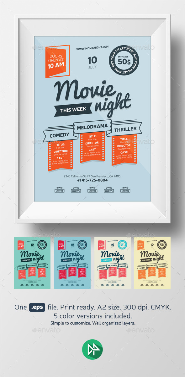 Movie night poster template