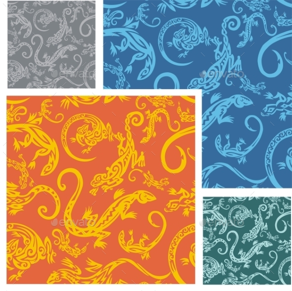 GraphicRiver Lizards Seamless Pattern Set 9582017 GraphicRiver Lizards Seamless Pattern Set 9582017