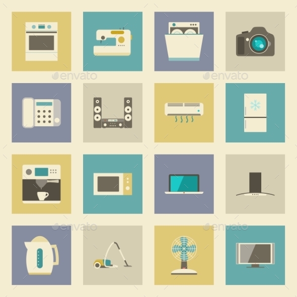 GraphicRiver Electrical Appliances Flat Icons Set 9582039 GraphicRiver Electrical Appliances Flat Icons Set 9582039