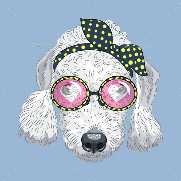 Cartoon Hipster Dog Bedlington Terrie Cartoon Hipster Dog Bedlington Terrie