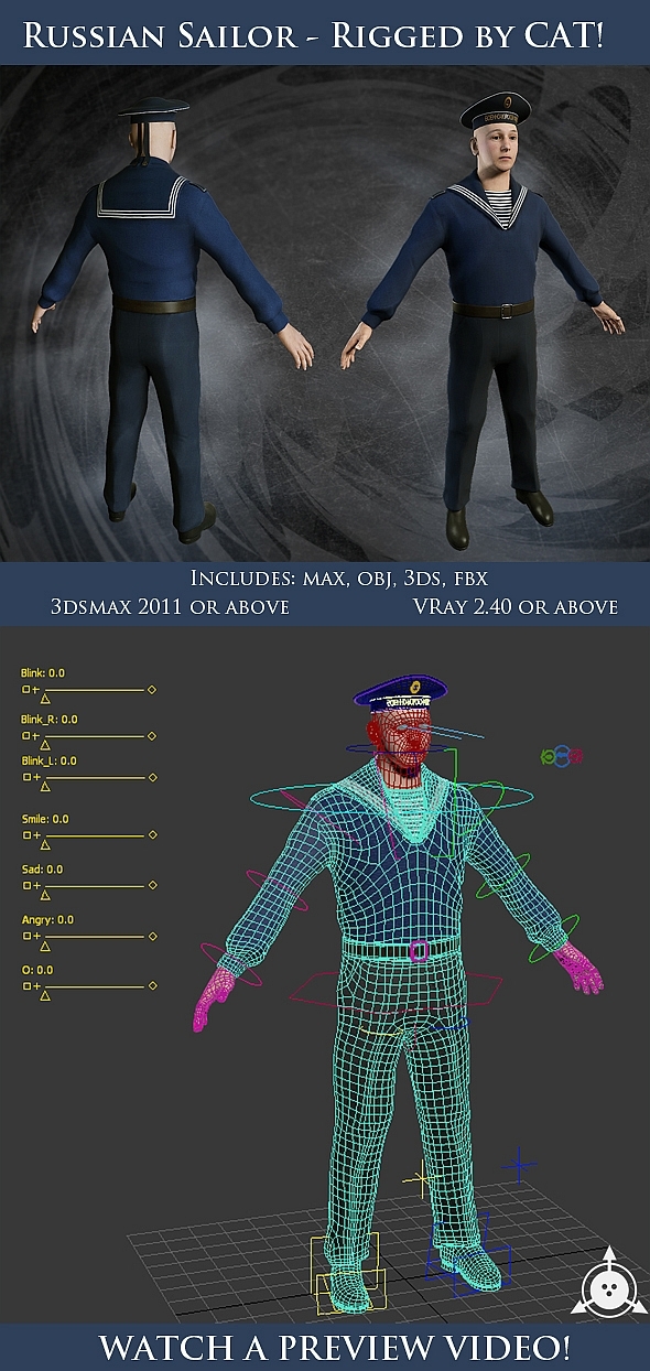 3DOcean Russian Sailor Character Full Rig 9584611 3DOcean Russian Sailor Character Full Rig 9584611