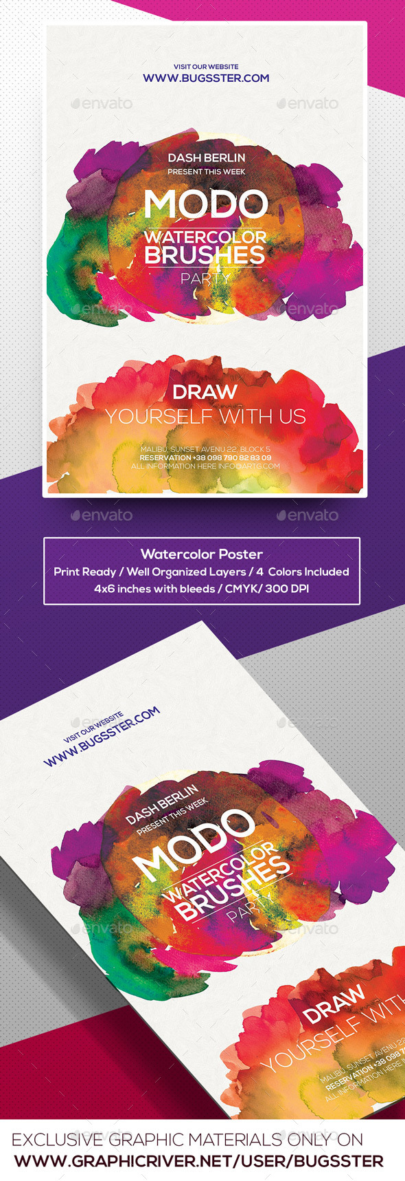 GraphicRiver Watercolor Art Flyer Poster Template 9585174 GraphicRiver Watercolor Art Flyer Poster Template 9585174