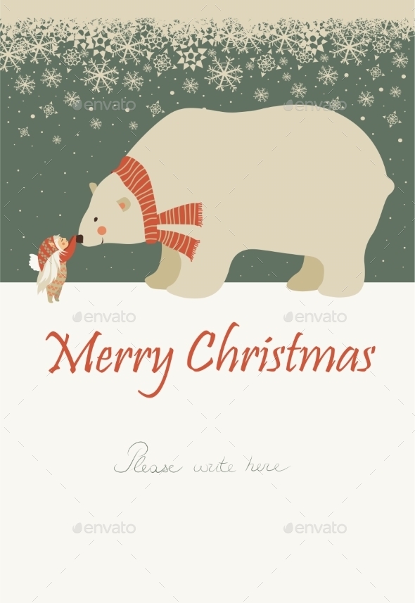 GraphicRiver Little Angel and Polar Bear Celebrating Christmas 9586559 GraphicRiver Little Angel and Polar Bear Celebrating Christmas 9586559