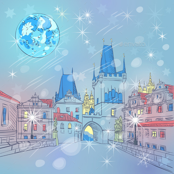 GraphicRiver Charles Bridge in Prague at Night 9587725 GraphicRiver Charles Bridge in Prague at Night 9587725