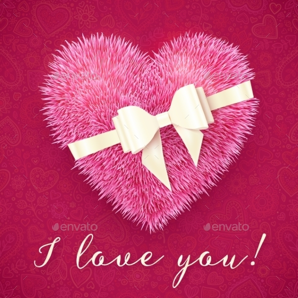 GraphicRiver Fluffy Heart with Bow 9588479 GraphicRiver Fluffy Heart with Bow 9588479