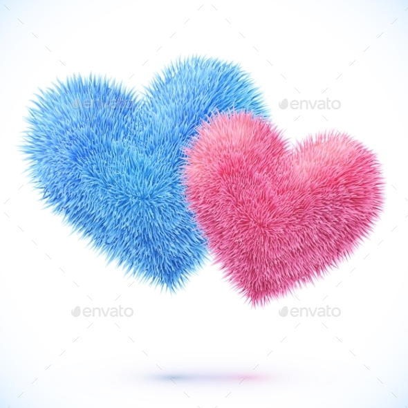 GraphicRiver Pair of Fluffy Hearts 9588486 GraphicRiver Pair of Fluffy Hearts 9588486