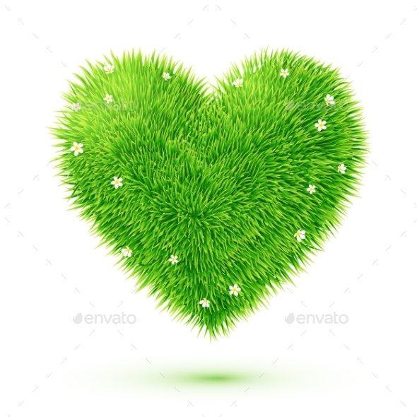 GraphicRiver Fluffy Grass Heart with Flowers 9588503 GraphicRiver Fluffy Grass Heart with Flowers 9588503