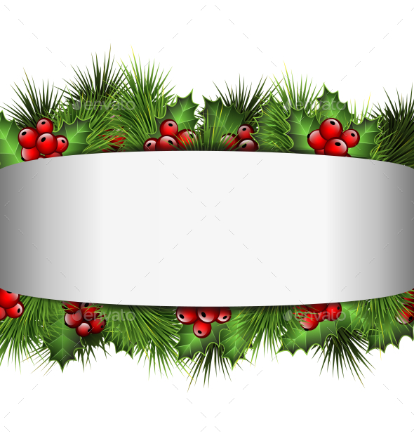 GraphicRiver Blank Frame with Holly Sprigs and Pine Branches 9589045 GraphicRiver Blank Frame with Holly Sprigs and Pine Branches 9589045