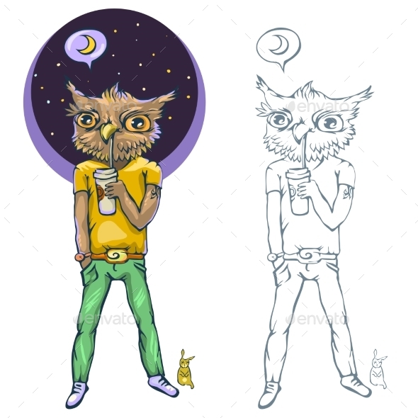 GraphicRiver Night Bird A Person who Goes to Bed Late 9589302 GraphicRiver Night Bird A Person who Goes to Bed Late 9589302