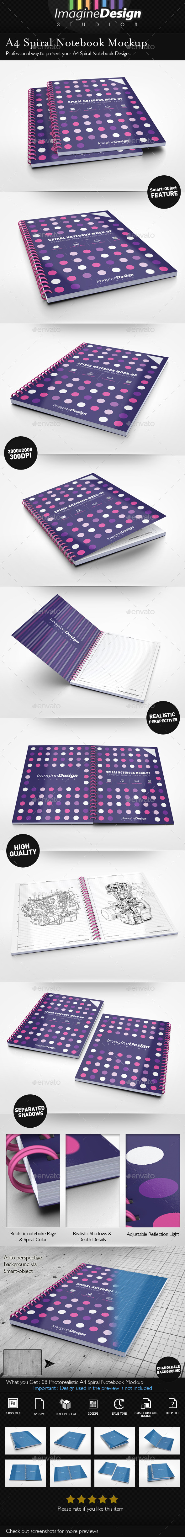 GraphicRiver A4 Spiral Notebook Mockup 9590251 GraphicRiver A4 Spiral Notebook Mockup 9590251