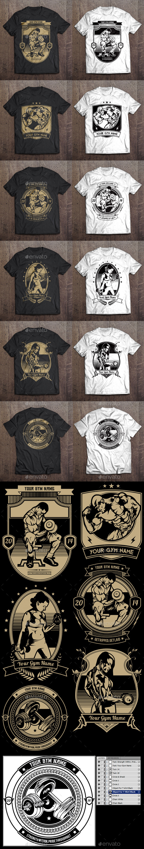 GraphicRiver 6 T-Shirt Template Gym Theme 9591224 GraphicRiver 6 T-Shirt Template Gym Theme 9591224