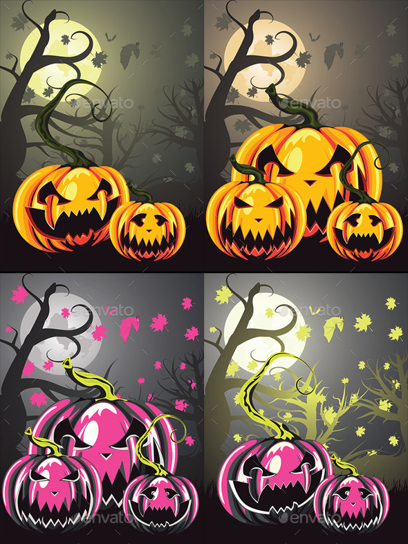 GraphicRiver Scary Pumpkins in Forest 9593902 GraphicRiver Scary Pumpkins in Forest 9593902