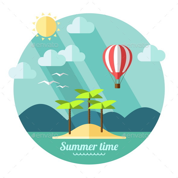 GraphicRiver Summer Landscape in Flat Style 9594116 GraphicRiver Summer Landscape in Flat Style 9594116