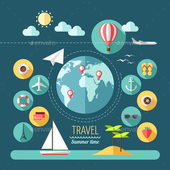 GraphicRiver Icons Set of Planning a Summer Vacation 9594397 GraphicRiver Icons Set of Planning a Summer Vacation 9594397
