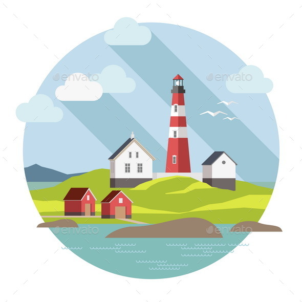 GraphicRiver Lighthouse on the Landscape 9594650 GraphicRiver Lighthouse on the Landscape 9594650
