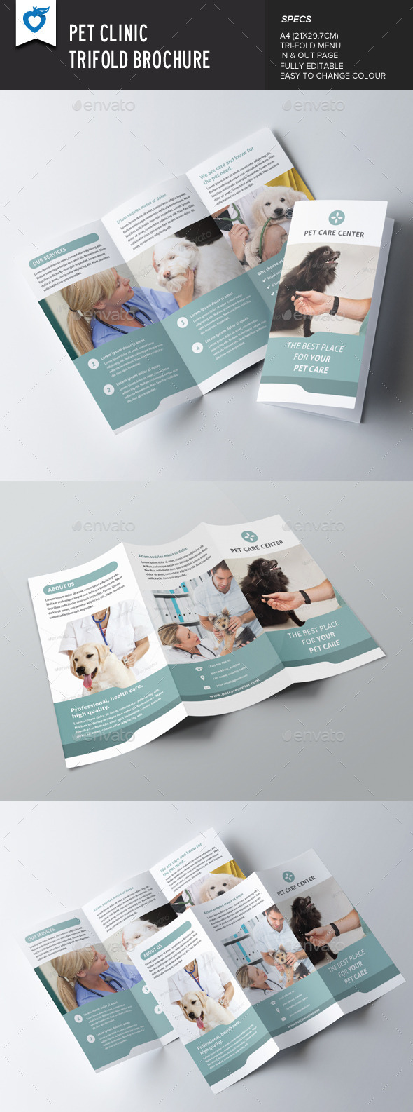 GraphicRiver Pet Clinic Trifold Brochure 9597013 GraphicRiver Pet Clinic Trifold Brochure 9597013