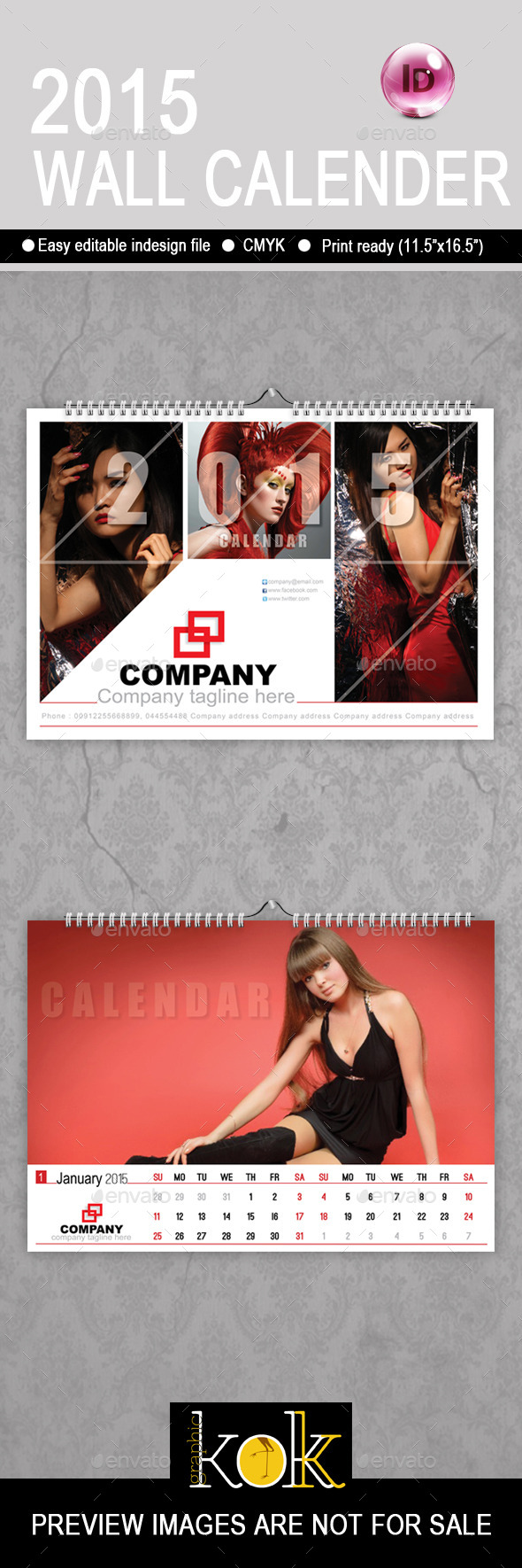 GraphicRiver 2015 Wall Calendar 9598350 GraphicRiver 2015 Wall Calendar 9598350