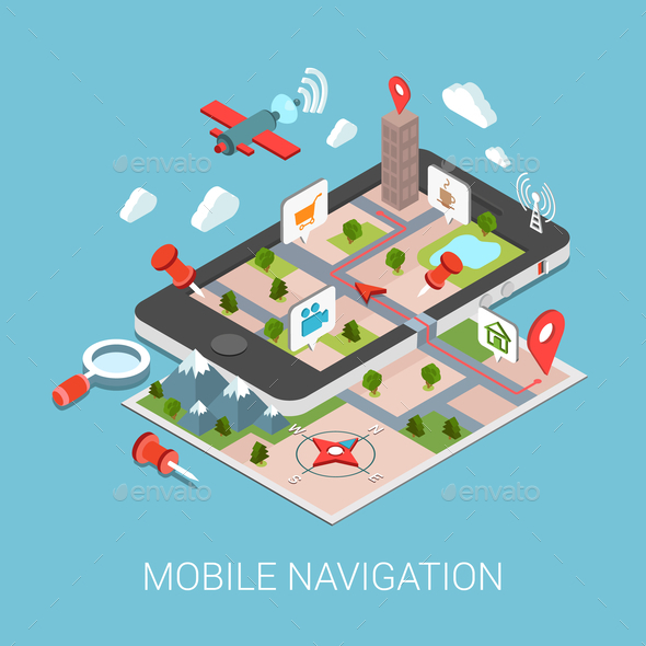 GraphicRiver Flat 3D Isometric Mobile Navigation Infographic 9598368 GraphicRiver Flat 3D Isometric Mobile Navigation Infographic 9598368