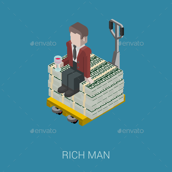 GraphicRiver Flat 3D Isometric Billionaire 9598372 GraphicRiver Flat 3D Isometric Billionaire 9598372