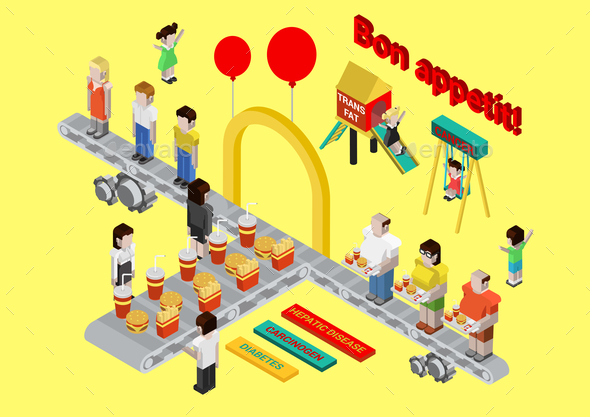 GraphicRiver Flat 3D Isometric Fast Food Infographic 9598373 GraphicRiver Flat 3D Isometric Fast Food Infographic 9598373