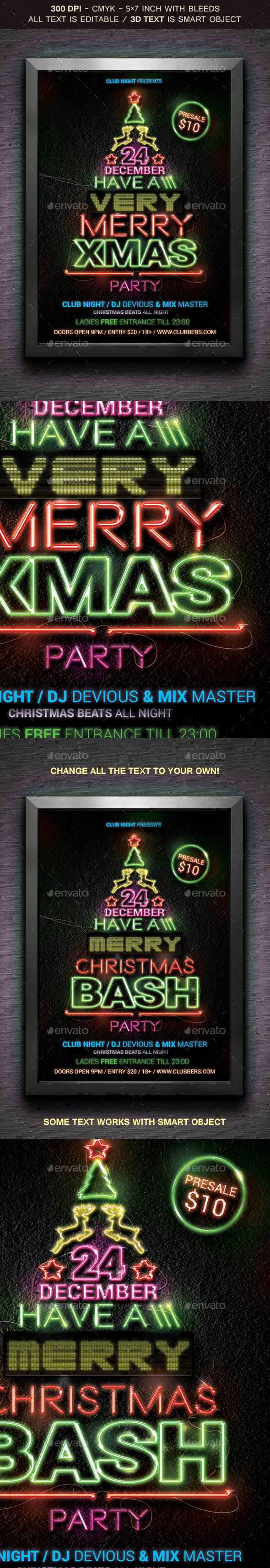 GraphicRiver Neon Merry Christmas Flyer 9598751 GraphicRiver Neon Merry Christmas Flyer 9598751