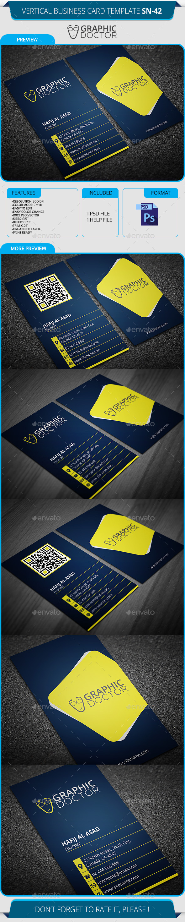 GraphicRiver Vertical Business Card Template SN-42 9600302 GraphicRiver Vertical Business Card Template SN-42 9600302