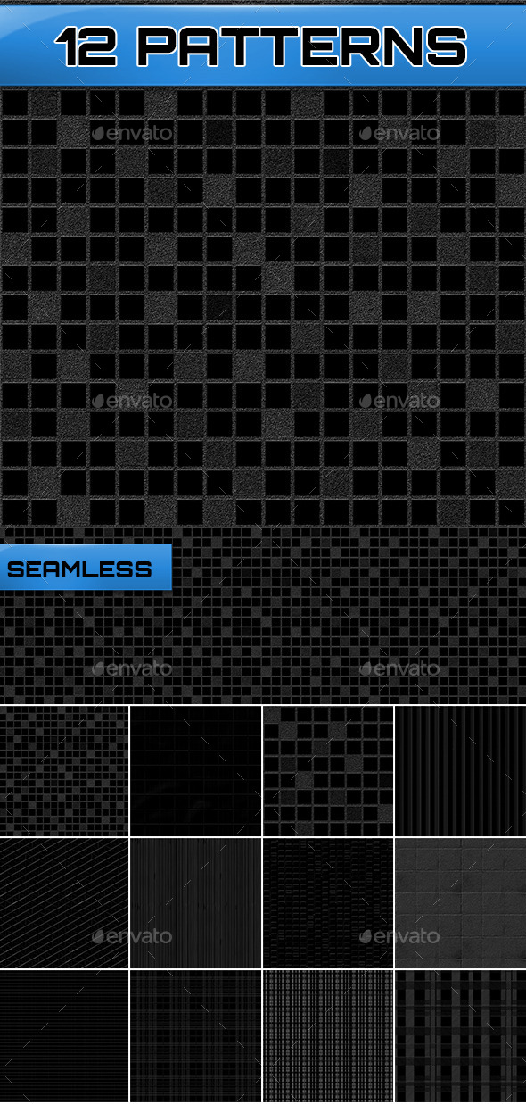 12 Seamless Black Patterns 12 Seamless Black Patterns