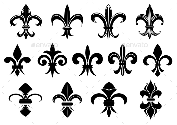 GraphicRiver Black Royal Fleur de Lis Flowers Set 9602191 GraphicRiver Black Royal Fleur de Lis Flowers Set 9602191