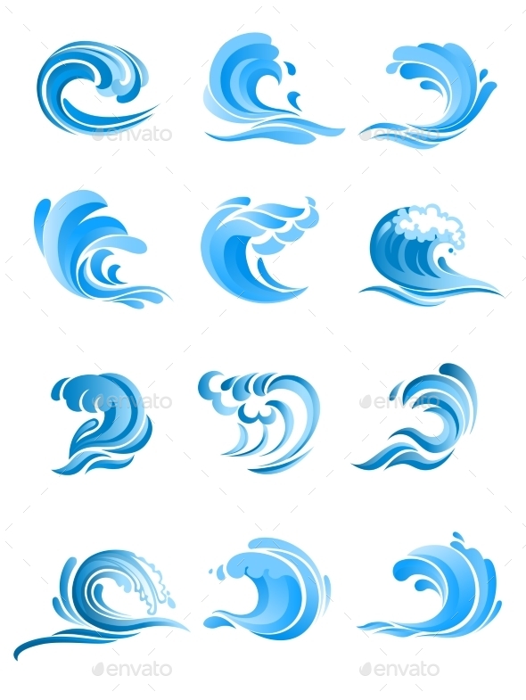 GraphicRiver Blue Sea and Ocean Waves Set 9602206 GraphicRiver Blue Sea and Ocean Waves Set 9602206