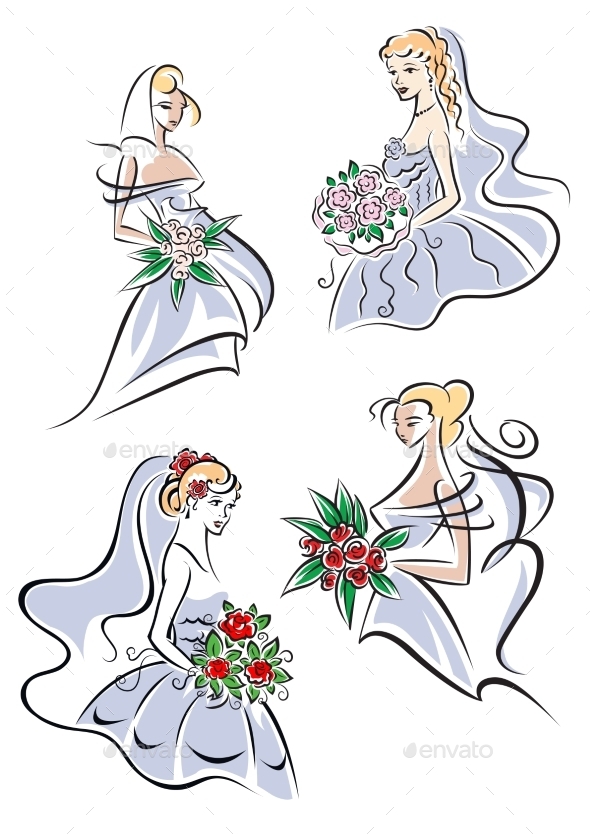GraphicRiver Bride in Gown holding Flowers 9602251 GraphicRiver Bride in Gown holding Flowers 9602251