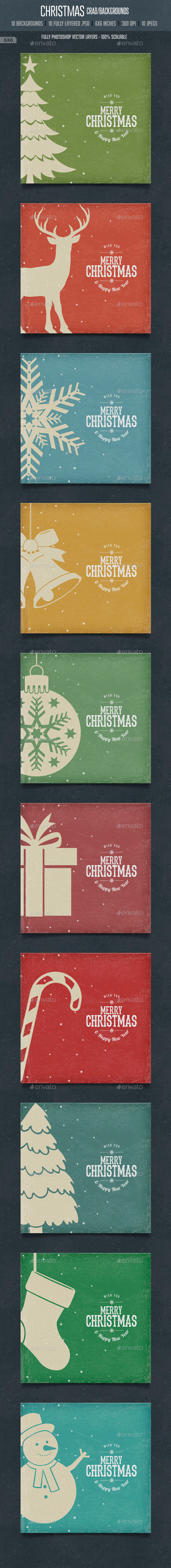 GraphicRiver Vintage Christmas Square Cards Backgrounds 9602298 GraphicRiver Vintage Christmas Square Cards Backgrounds 9602298