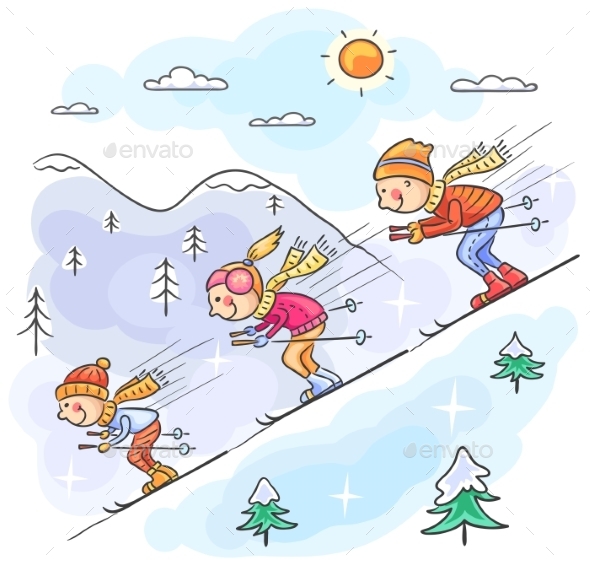 GraphicRiver Family Skiing 9607764