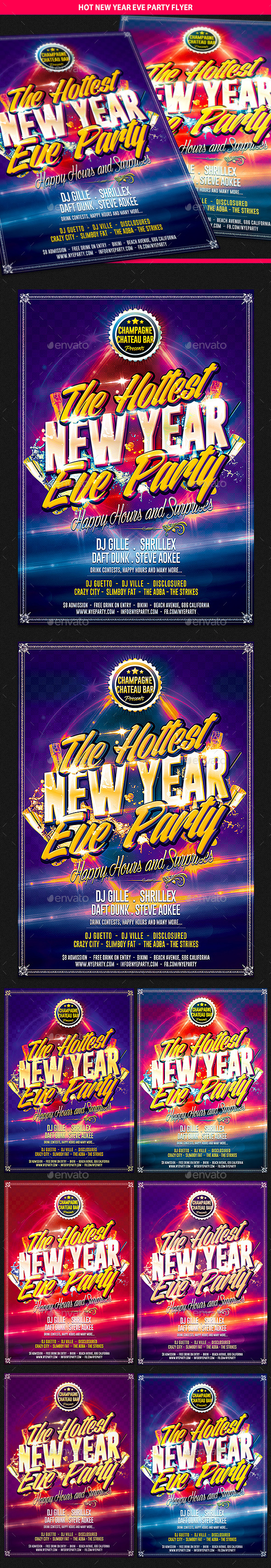 Hot New Year Eve Party Flyer (Clubs & Parties)