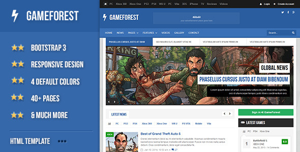 GameForest Online Magazine HTML Template GameForest Online Magazine HTML Template