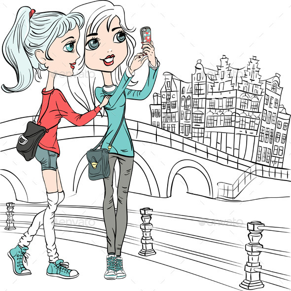 Girls Make Selfie in Amsterdam Girls Make Selfie in Amsterdam