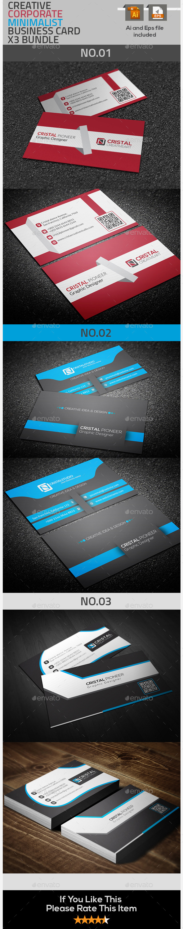 Corporate & Creative Business Card X3 Bundle (Creative)