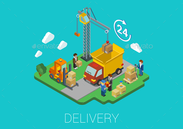 GraphicRiver Flat 3D Isometric Delivery Loading Concept 9610297 GraphicRiver Flat 3D Isometric Delivery Loading Concept 9610297
