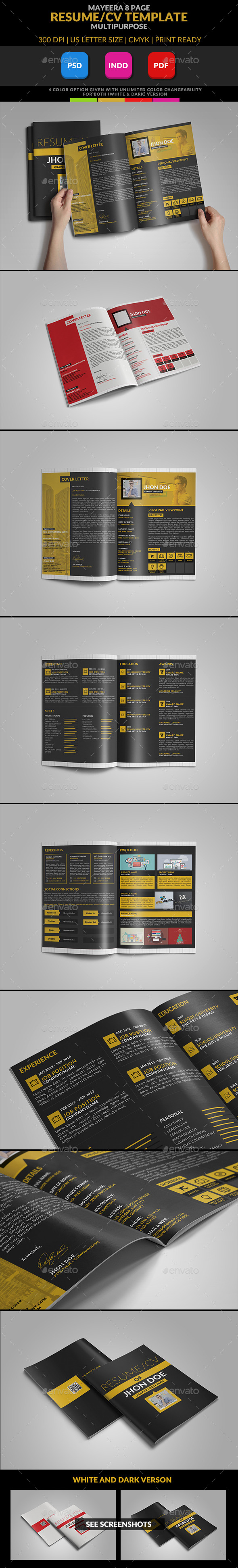 Mayeera: A Multipurpose InDesign Resume/CV Template