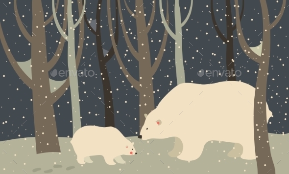 GraphicRiver Polar Bear and Cub in the Forest 9612116 GraphicRiver Polar Bear and Cub in the Forest 9612116