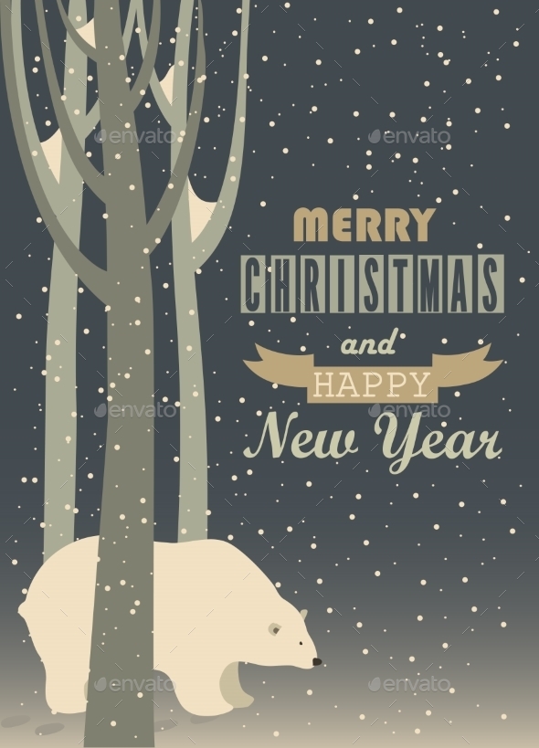 GraphicRiver Greeting Card with Polar Bear in the Forest 9612119 GraphicRiver Greeting Card with Polar Bear in the Forest 9612119