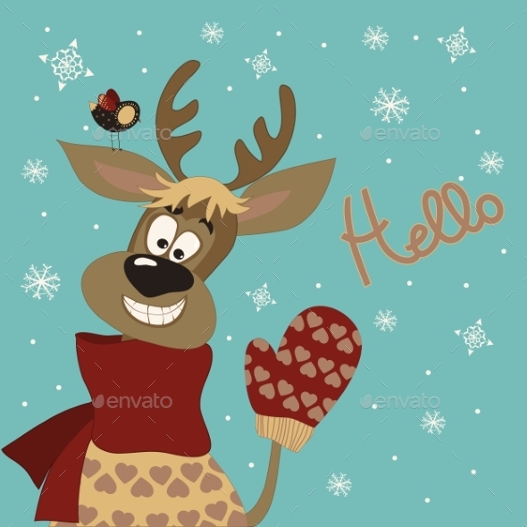 GraphicRiver Reindeer Says Hello 9612125 GraphicRiver Reindeer Says Hello 9612125
