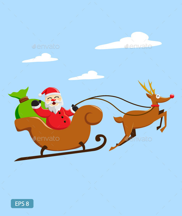 GraphicRiver Santa Claus Riding Sleigh 9613599 GraphicRiver Santa Claus Riding Sleigh 9613599