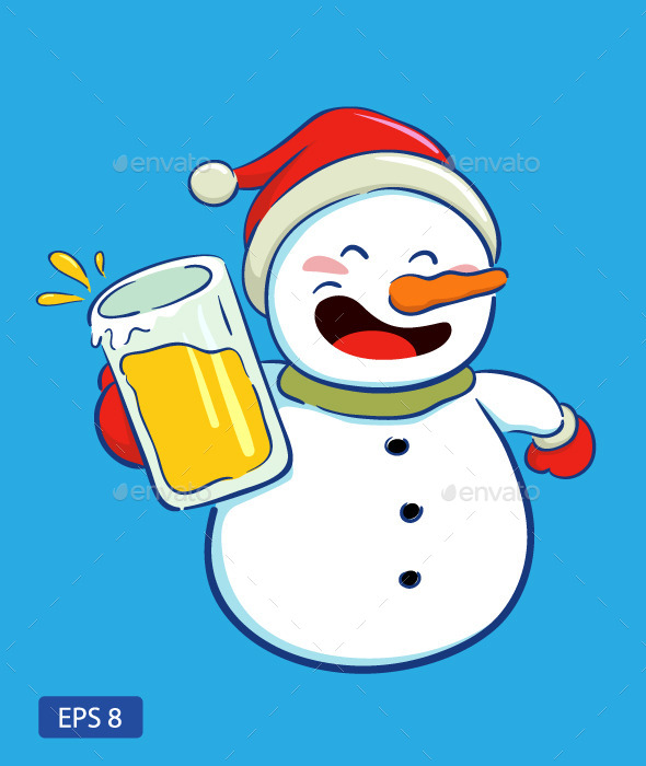 GraphicRiver Snowman Holding a Glass of Beer 9614091 GraphicRiver Snowman Holding a Glass of Beer 9614091